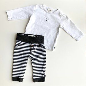 FEETJE MINI PERSON Puff Print Long Sleeve Top & Pull-on Pant, 6-9 months